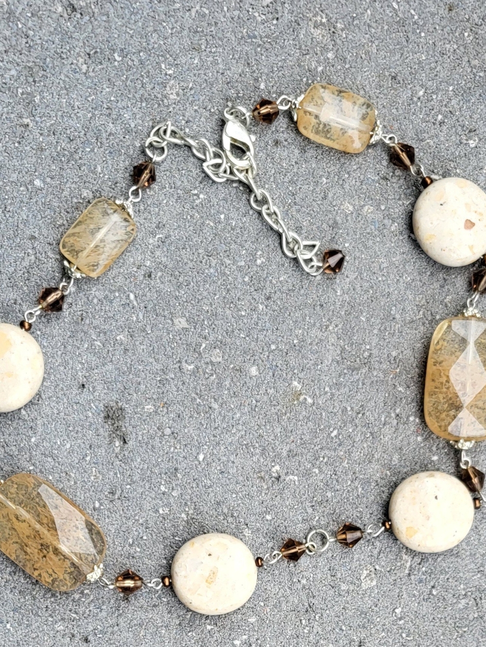 Rutilated Quartz Argonite Gemstone Necklace